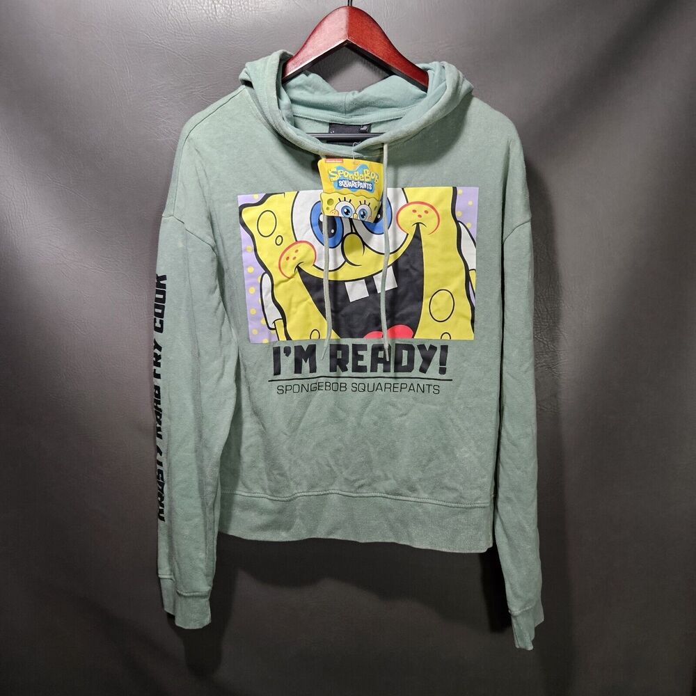 Spongebob SquarePants Sweater Mens 1X New Krusty Krab Fry Cook Hoodie Employee